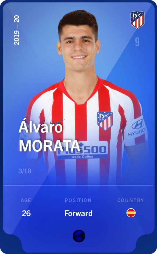 Sorare - Sorare Official - Álvaro Morata 2019-20 • Super Rare 3/10 - NFT # 37160505642290093576872826773429176593305882171441462435534958626582795652046
