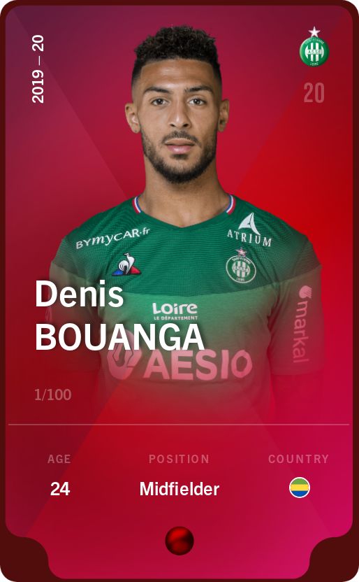Sorare - Sorare Official - Denis Bouanga 2019-20 • Rare 1/100 - NFT # 46036553935574464696732939469473166529422632055021717194564586081480390490630