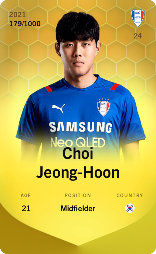 Sorare - Sorare Official - Choi Jeong-Hoon 2021-22 • Limited 179/1000 - NFT # 14192018355908649036084375682249764686699043155658870731946391947521394074438