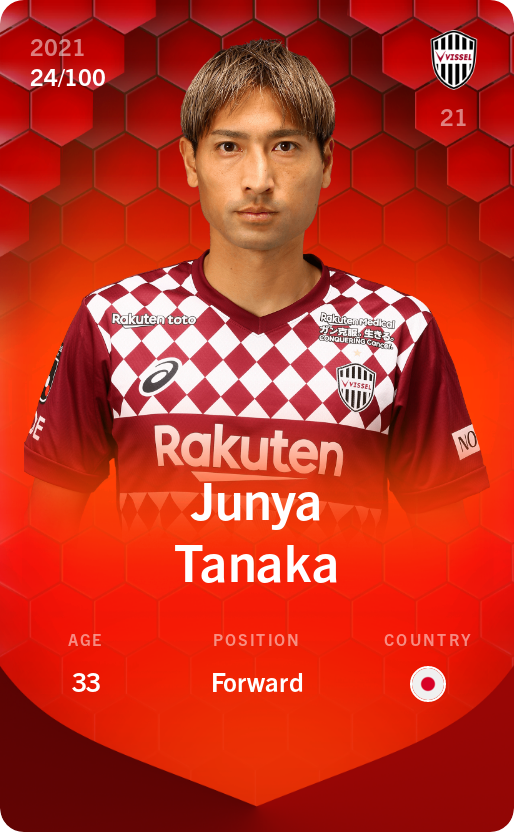 Sorare - Sorare Official - Junya Tanaka 2021-22 • Rare 24/100 - NFT # 98356424855452692408568755124563978387108180829068646767983309964841256228893