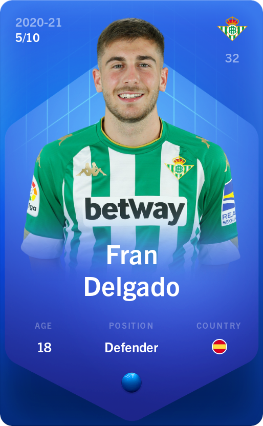 Sorare - Sorare Official - Fran Delgado 2020-21 • Super Rare 5/10 - NFT # 105269072722810374474896908469499371547380006598073292292254013827808188130646