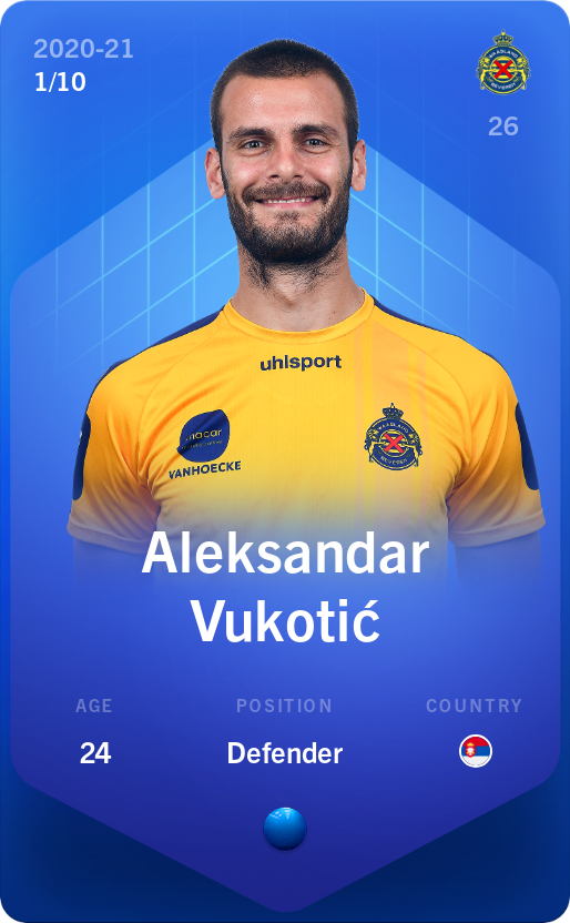 Sorare - Sorare Official - Aleksandar Vukotić 2020-21 • Super Rare 1/10 - NFT # 51002228170229977857314139968801426413835954038096243929250213597052097658067