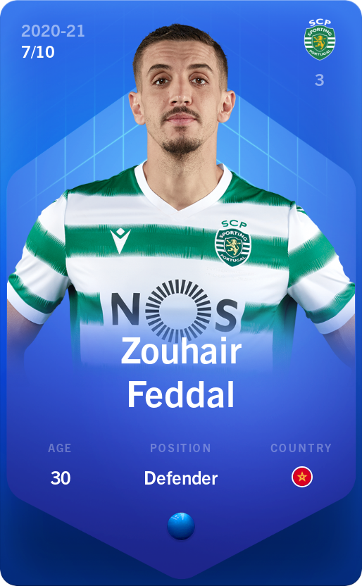 Sorare - Sorare Official - Zouhair Feddal 2020-21 • Super Rare 7/10 - NFT # 4527798907404393010418926084220667012903531511051660945795238530110261636534