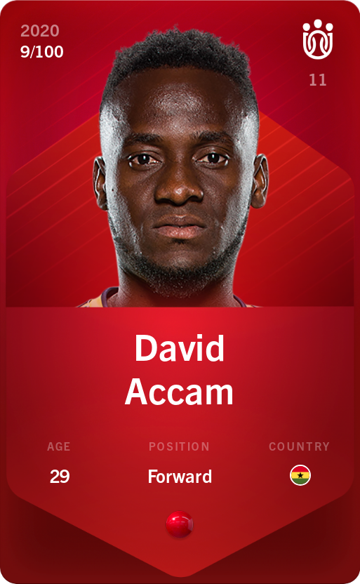 Sorare - Sorare Official - David Accam 2020-21 • Rare 9/100 - NFT # 32435570655224124355494202505122315848930534314757486579531011257419128710069