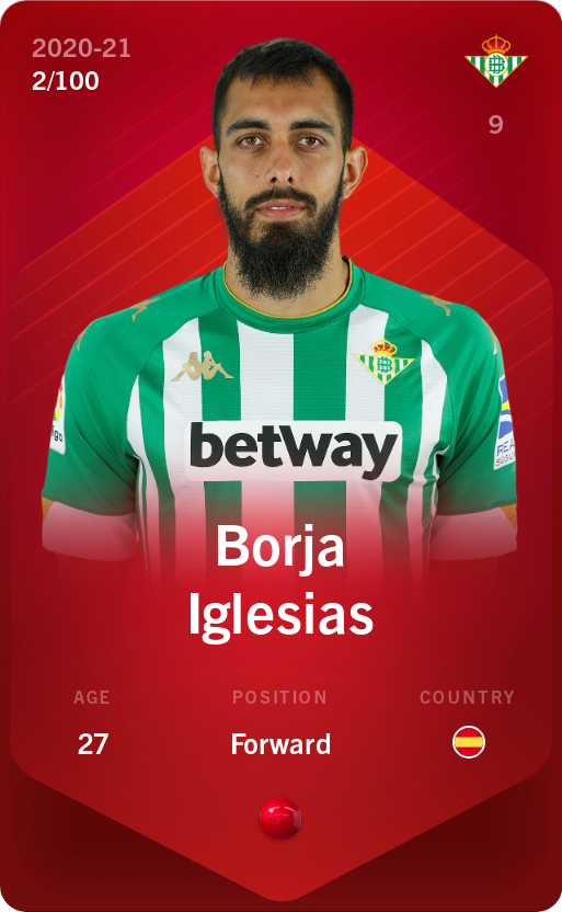 Sorare - Sorare Official - Borja Iglesias 2020-21 • Rare 2/100 - NFT # 76869605491197483857722224558977892110859474618748134767542045077155456091655