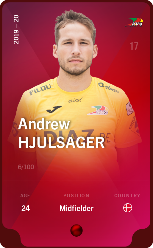 Sorare - Sorare Official - Andrew Hjulsager 2019-20 • Rare 6/100 - NFT # 6636643866229142262985634591401670148085308258469331664433567325707456386576