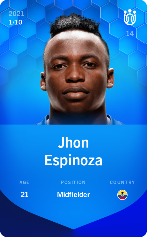 Sorare - Sorare Official - Jhon Espinoza 2021-22 • Super Rare 1/10 - NFT # 94843917339395316546020996463358832146621468756113296390360025828516355889682
