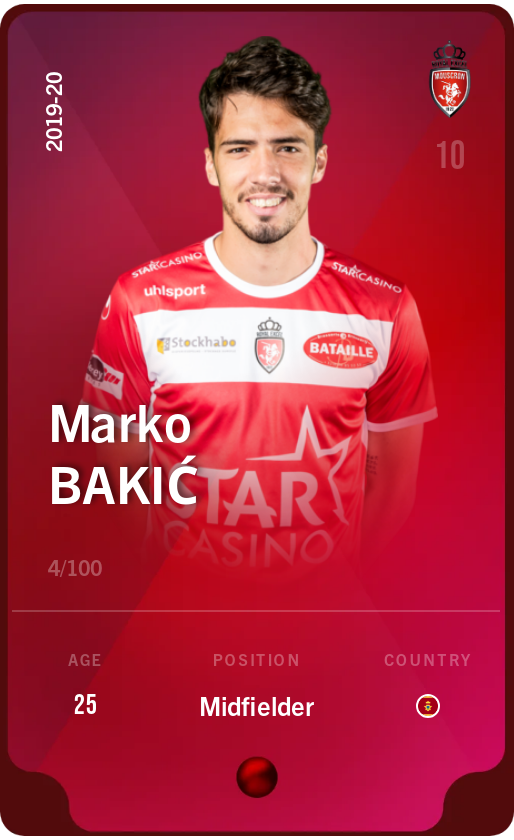 Sorare - Sorare Official - Marko Bakić 2019-20 • Rare 4/100 - NFT # 79783432372354592580181510071364148992250780673242370828549801831524969519660