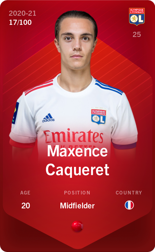 Sorare - Sorare Official - Maxence Caqueret 2020-21 • Rare 17/100 - NFT # 106882207961025101437460274189703342549725984269507255348098081272124172668879