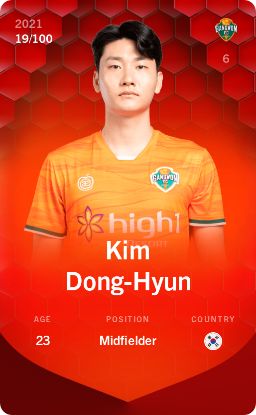 Sorare - Sorare Official - Kim Dong-Hyun 2021-22 • Rare 19/100 - NFT # 59955517687424986150541305769256005976764616381879512741728398218187063721796