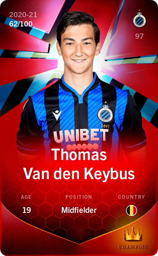 Sorare - Sorare Official - Thomas Van den Keybus 2020-21 • Rare 62/100 - NFT # 6354158554892049892932410112631550565626349370366629230101425217336470652358