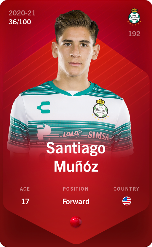 Sorare - Sorare Official - Santiago Muñóz 2020-21 • Rare 36/100 - NFT # 64562388284599008334139675639871931074107713754162864106585561749393835905729