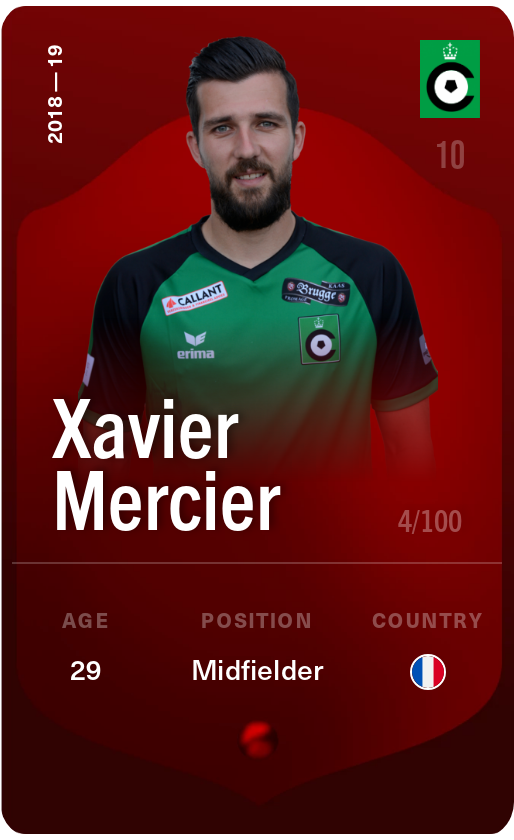 Sorare - Sorare Official - Xavier Mercier 2018-19 • Rare 4/100 - NFT # 112337948677217314915541655647608946582050469762671576380474835358064344591896