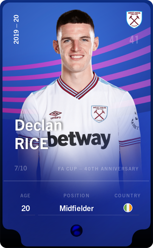 Sorare - Sorare Official - Declan Rice 2019-20 • Super Rare 7/10 - NFT # 110754034357136141161973893512816591980936993468846998251412190043757277049840