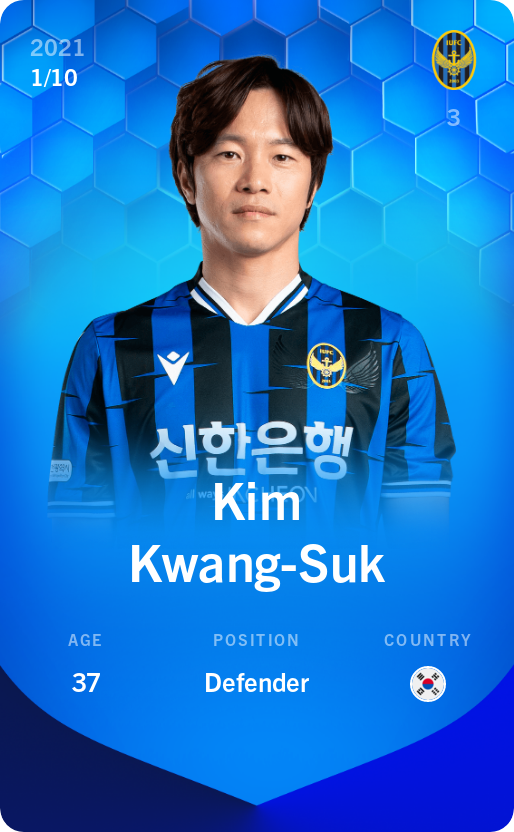 Sorare - Sorare Official - Kim Kwang-Suk 2021-22 • Super Rare 1/10 - NFT # 102872708348682047285845593739172561490777941243735023752990515724814222394890