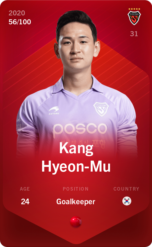 Sorare - Sorare Official - Kang Hyeon-Mu 2020-21 • Rare 56/100 - NFT # 25807539228925339727972778110259567711845381720801645647415547006760728713724