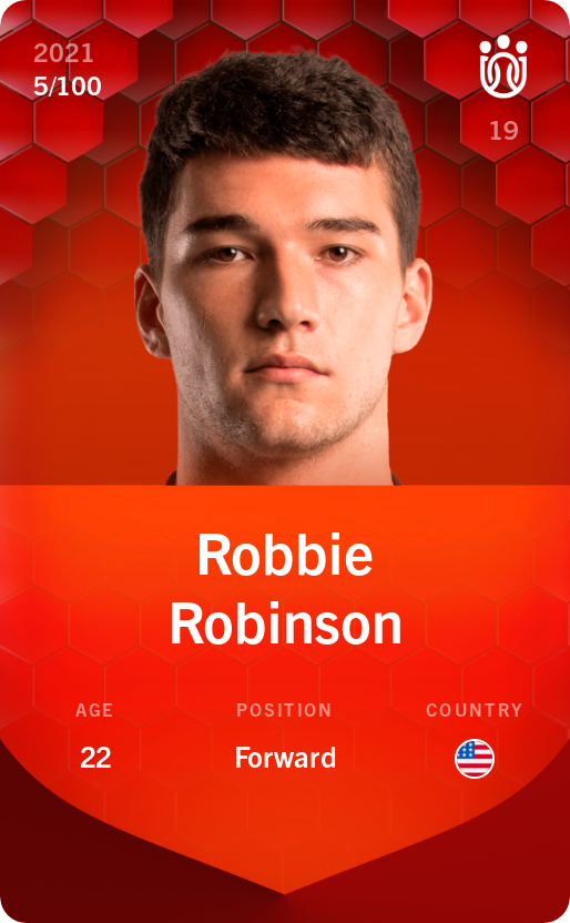 Sorare - Sorare Official - Robbie Robinson 2021-22 • Rare 5/100 - NFT # 41796580922332842149053910534976891088439673799060943070310508736267562804925