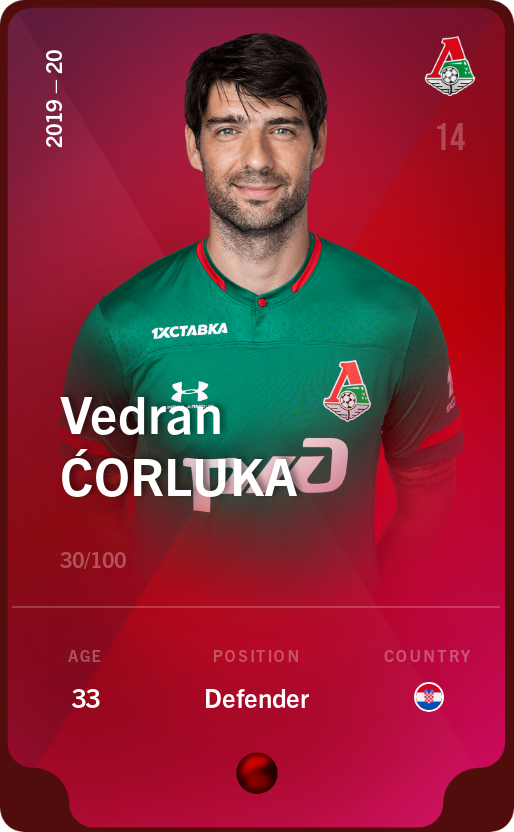 Sorare - Sorare Official - Vedran Ćorluka 2019-20 • Rare 30/100 - NFT # 106598747826092795098539366547147989113763328953084831137447764497726641122797