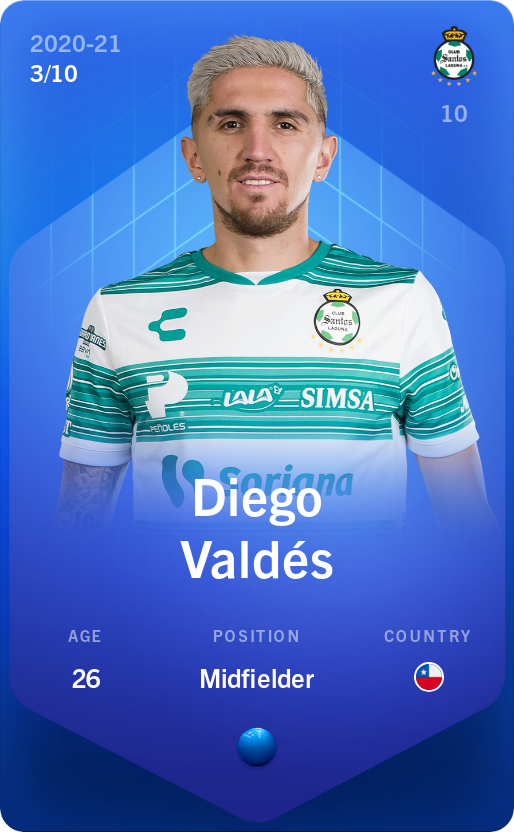 Sorare - Sorare Official - Diego Valdés 2020-21 • Super Rare 3/10 - NFT # 73090328437748988782554931534432233707187472173063847389928632844293316226033
