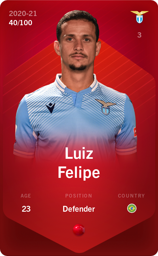 Sorare - Sorare Official - Luiz Felipe 2020-21 • Rare 40/100 - NFT # 67080726485193655691678578596249323729147503171558717222546353710820082416563