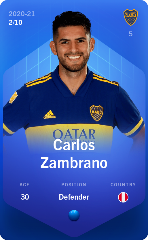 Sorare - Sorare Official - Carlos Zambrano 2020-21 • Super Rare 2/10 - NFT # 34563285410760336967170967357395090249963207578272739471506942809862836184647