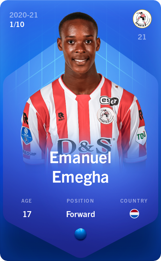Sorare - Sorare Official - Emanuel Emegha 2020-21 • Super Rare 1/10 - NFT # 5040967898983349804579411548675477928229687616833448279107369770653542078146