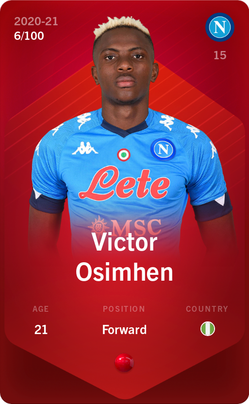 Sorare - Sorare Official - Victor Osimhen 2020-21 • Rare 6/100 - NFT # 108148529191730212348362755667450831084548486541431178756175209089286292667824