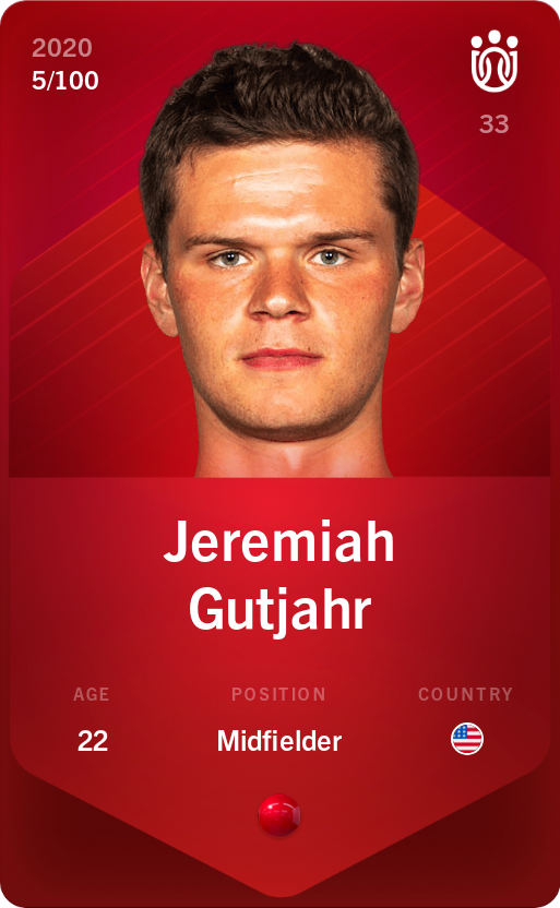 Sorare - Sorare Official - Jeremiah Gutjahr 2020-21 • Rare 5/100 - NFT # 20301972069686330487545692474966667826573709900870250735287242799978765027822