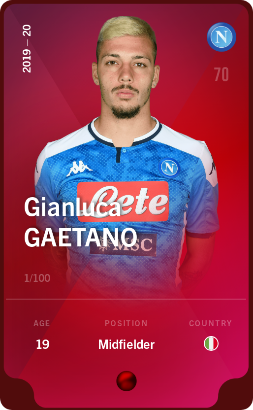 Sorare - Sorare Official - Gianluca Gaetano 2019-20 • Rare 1/100 - NFT # 12194384647296584966967935587648419209802662467828276180952603311264613049495