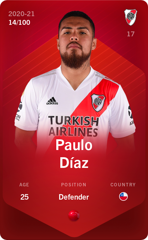 Sorare - Sorare Official - Paulo Díaz 2020-21 • Rare 14/100 - NFT # 75036099893754693243483283978690090957965106053167740746431692708386199167240