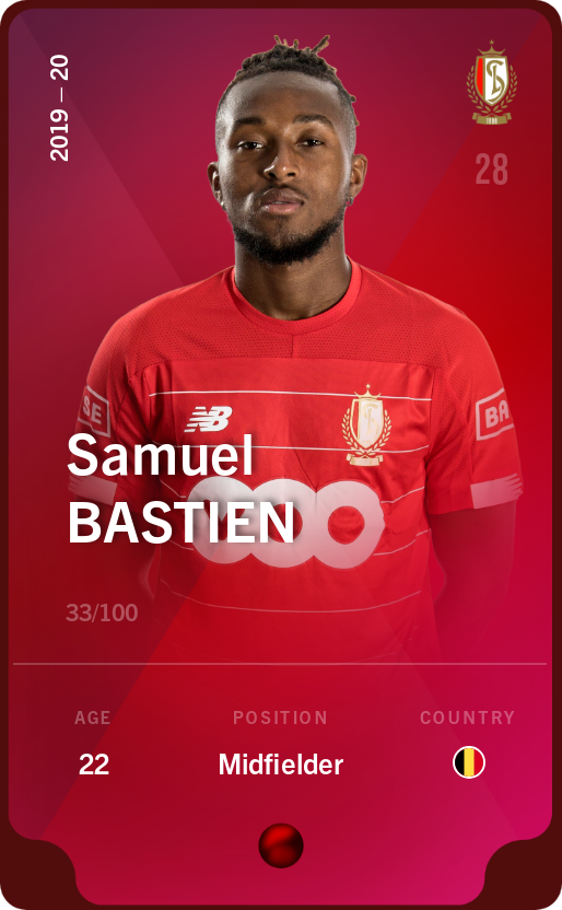 Sorare - Sorare Official - Samuel Bastien 2019-20 • Rare 33/100 - NFT # 66278459606195365942532166867989674667452993387319934294712172138903315447657