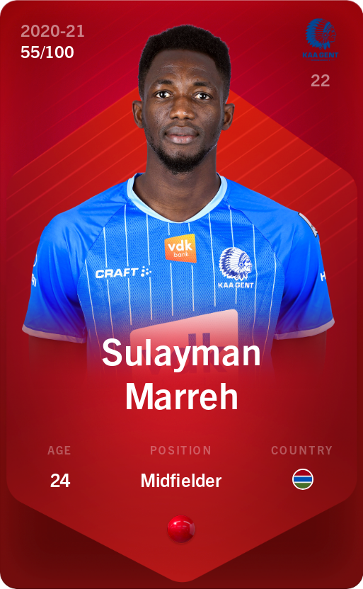 Sorare - Sorare Official - Sulayman Marreh 2020-21 • Rare 55/100 - NFT # 81488078447647029568395176922345559489357528477524117855722848540154220496246