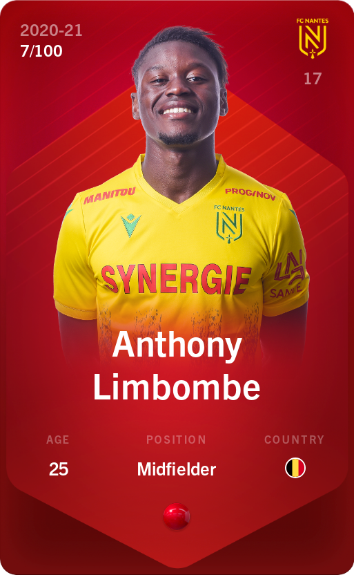 Sorare - Sorare Official - Anthony Limbombe 2020-21 • Rare 7/100 - NFT # 112872698575089178428467881148317430740483263983080384968776415070126970884780