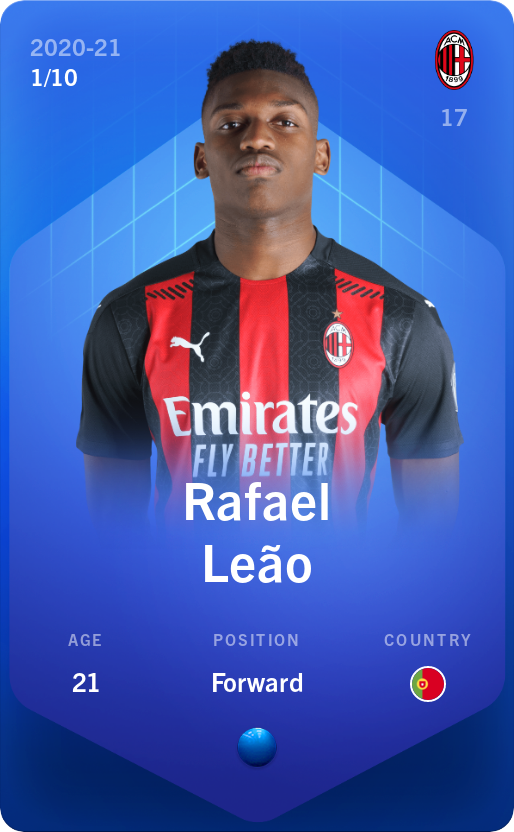 Sorare - Sorare Official - Rafael Leão 2020-21 • Super Rare 1/10 - NFT # 92941982782062003418975627747390697288768674561952207622362368704522751609689