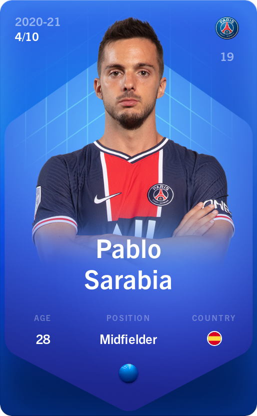 Sorare - Sorare Official - Pablo Sarabia 2020-21 • Super Rare 4/10 - NFT # 101229237335757840634671867157397235774252627152511582707808853378025306056015