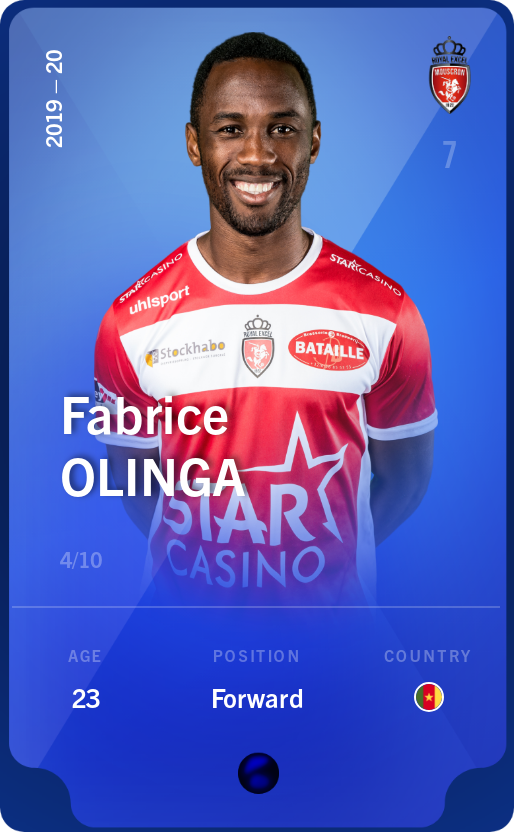 Sorare - Sorare Official - Fabrice Olinga 2019-20 • Super Rare 4/10 - NFT # 70162861522627389895857546551672611152268811738777110697102154353837710705113