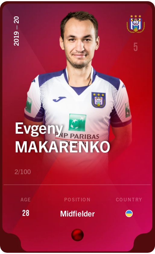 Sorare - Sorare Official - Evgeny Makarenko 2019-20 • Rare 2/100 - NFT # 99712783616363557755315047176923999363691608680184771962266619108951327987559