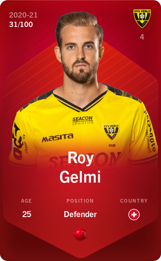 Sorare - Sorare Official - Roy Gelmi 2020-21 • Rare 31/100 - NFT # 30791069016379360536239695373994885437614032167594959492845557663484452325170