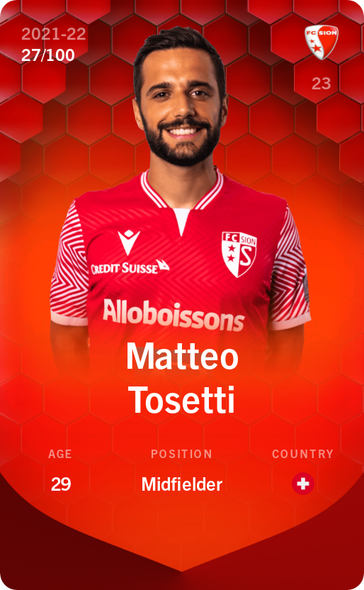 Sorare - Sorare Official - Matteo Tosetti 2021-22 • Rare 27/100 - NFT # 5296960097767043359036128043788414967012340867872829892851320934026335798060