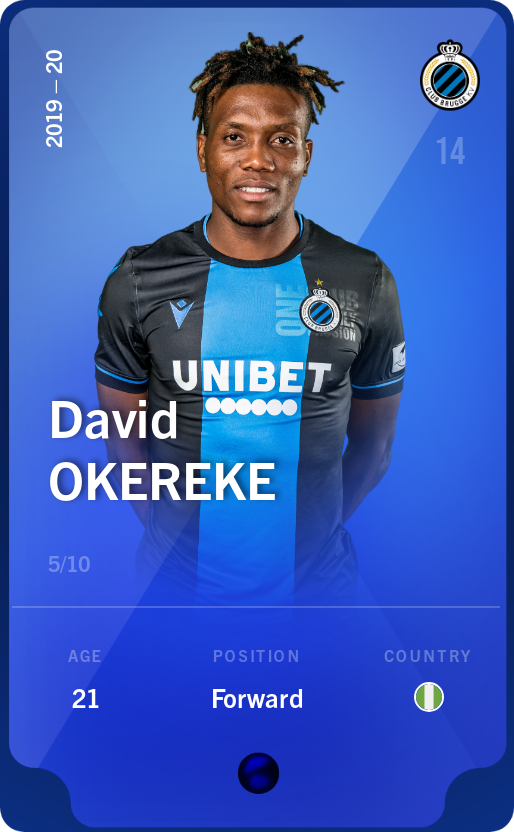 Sorare - Sorare Official - David Okereke 2019-20 • Super Rare 5/10 - NFT # 34870672955093881733066613374585903825758713449564442314134222784732473172963