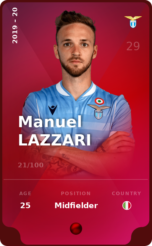 Sorare - Sorare Official - Manuel Lazzari 2019-20 • Rare 21/100 - NFT # 63437322597512268020094853851671057488861641978759121183098370349359885934834