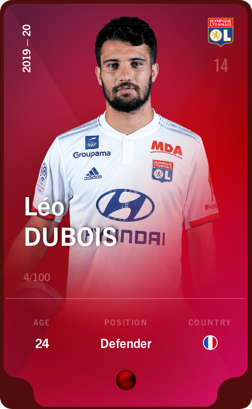 Sorare - Sorare Official - Léo Dubois 2019-20 • Rare 4/100 - NFT # 85130539725833086969178607196913315908057385266420594695706608779744487310602
