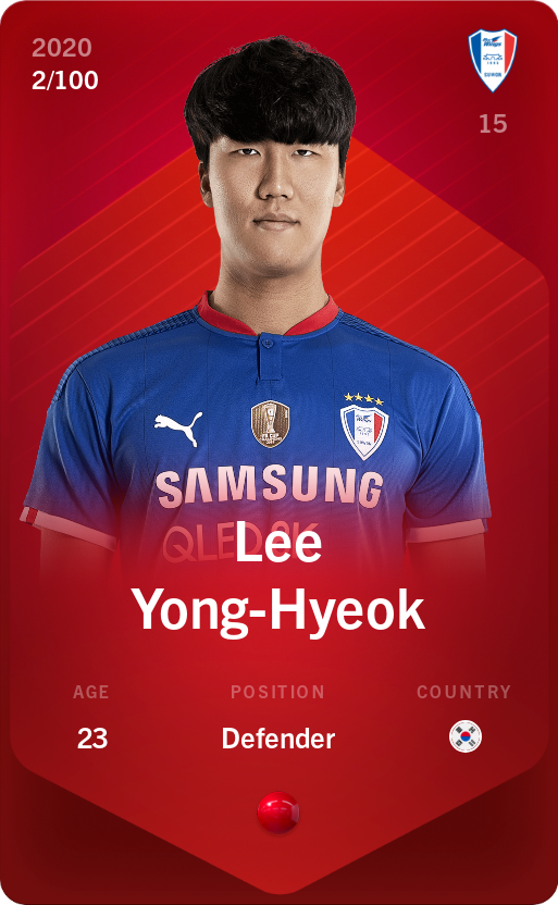 Sorare - Sorare Official - Lee Yong-Hyeok 2020-21 • Rare 2/100 - NFT # 106978919654198869666336321451535903923815154140163574643756596353691582176960