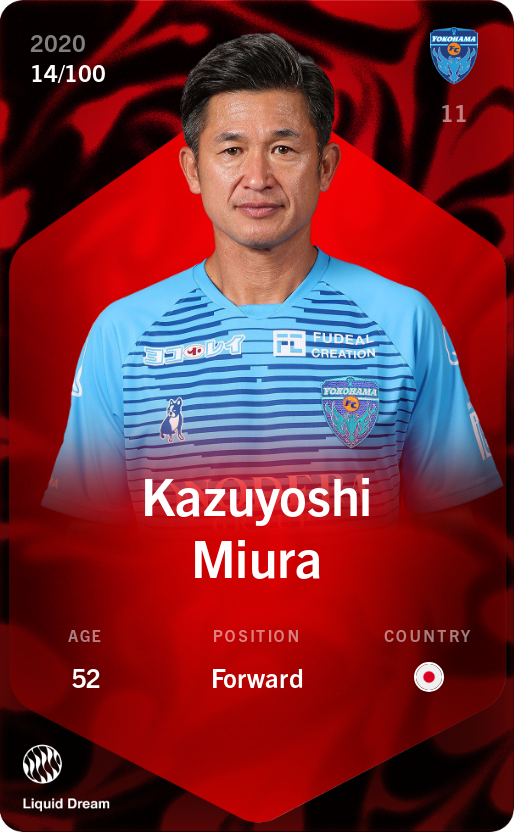 Sorare - Sorare Official - Kazuyoshi Miura 2020-21 • Rare 14/100 - NFT # 91352574856012362546747252362608121962395124788674226415778774106735434812584