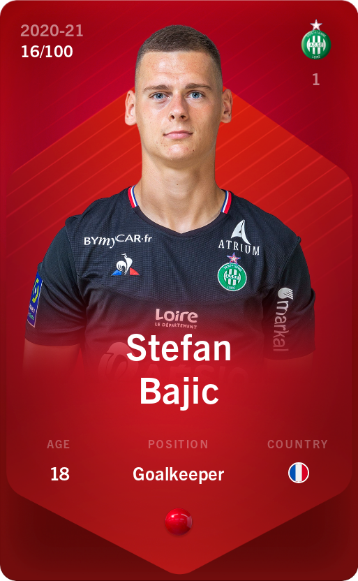 Sorare - Sorare Official - Stefan Bajic 2020-21 • Rare 16/100 - NFT # 44677212880179492010966303708860602929868772447465297234425721186651238633066