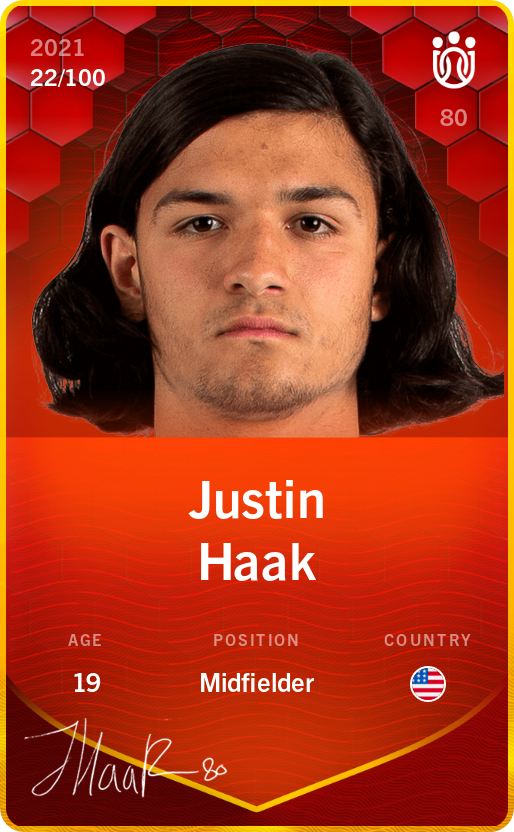 Sorare - Sorare Official - Justin Haak 2021-22 • Rare 22/100 - NFT # 82929724758729169189937160072167194366723433563643811370231115144926515648683