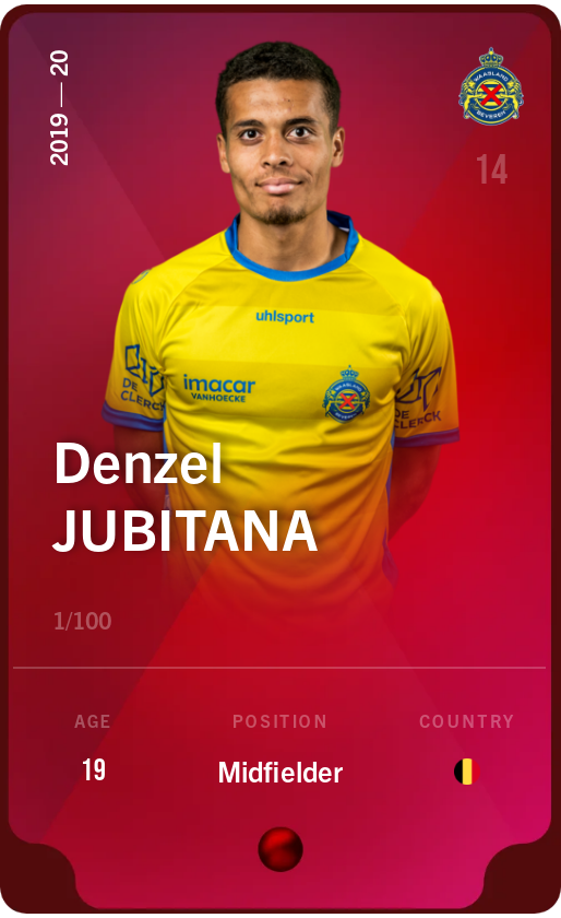 Sorare - Sorare Official - Denzel Jubitana 2019-20 • Rare 1/100 - NFT # 22373453706560389691719604526849134027915205745664415123240462395355312532984