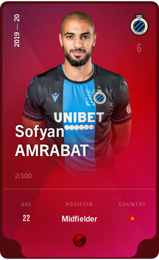 Sorare - Sorare Official - Sofyan Amrabat 2019-20 • Rare 2/100 - NFT # 19784517691122583248861832862385562200983106102760433092201816515169527022025