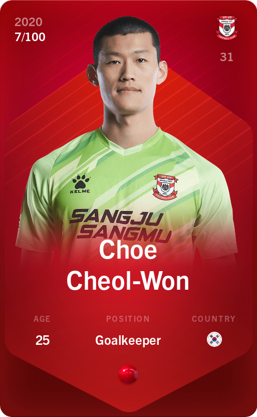 Sorare - Sorare Official - Choe Cheol-Won 2020-21 • Rare 7/100 - NFT # 13690371502428485410319472727393394712615319802584098915953216564839168964442