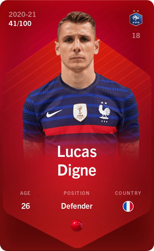 Sorare - Sorare Official - Lucas Digne 2020-21 • Rare 41/100 - NFT # 95468151052976720382325119981122630184104291726171186886980214498291541923948
